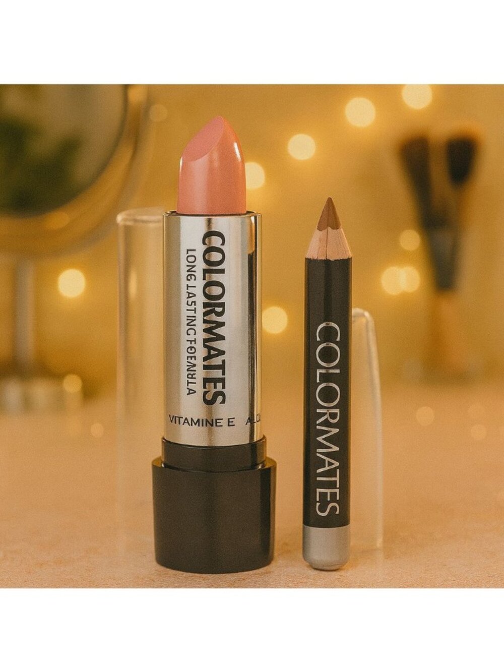 Colormates Lipstick Lipliner Pencil Set Ginger Spice Paraben Free Vitamin E Aloe
